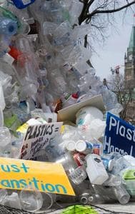 An art installation outside the  fourth Intergovernmental Negotiating Committee on Plastic Pollution session in Ottawa. 