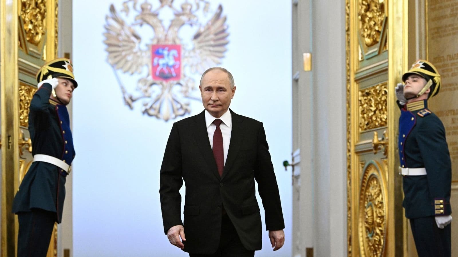 Vladimir Putin arrives for his inauguration ceremony as Russian president in the Grand Kremlin Palace in Moscow, Russia, May 7, 2024. 