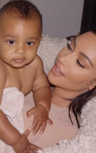 Kim Kardashian with Psalm West