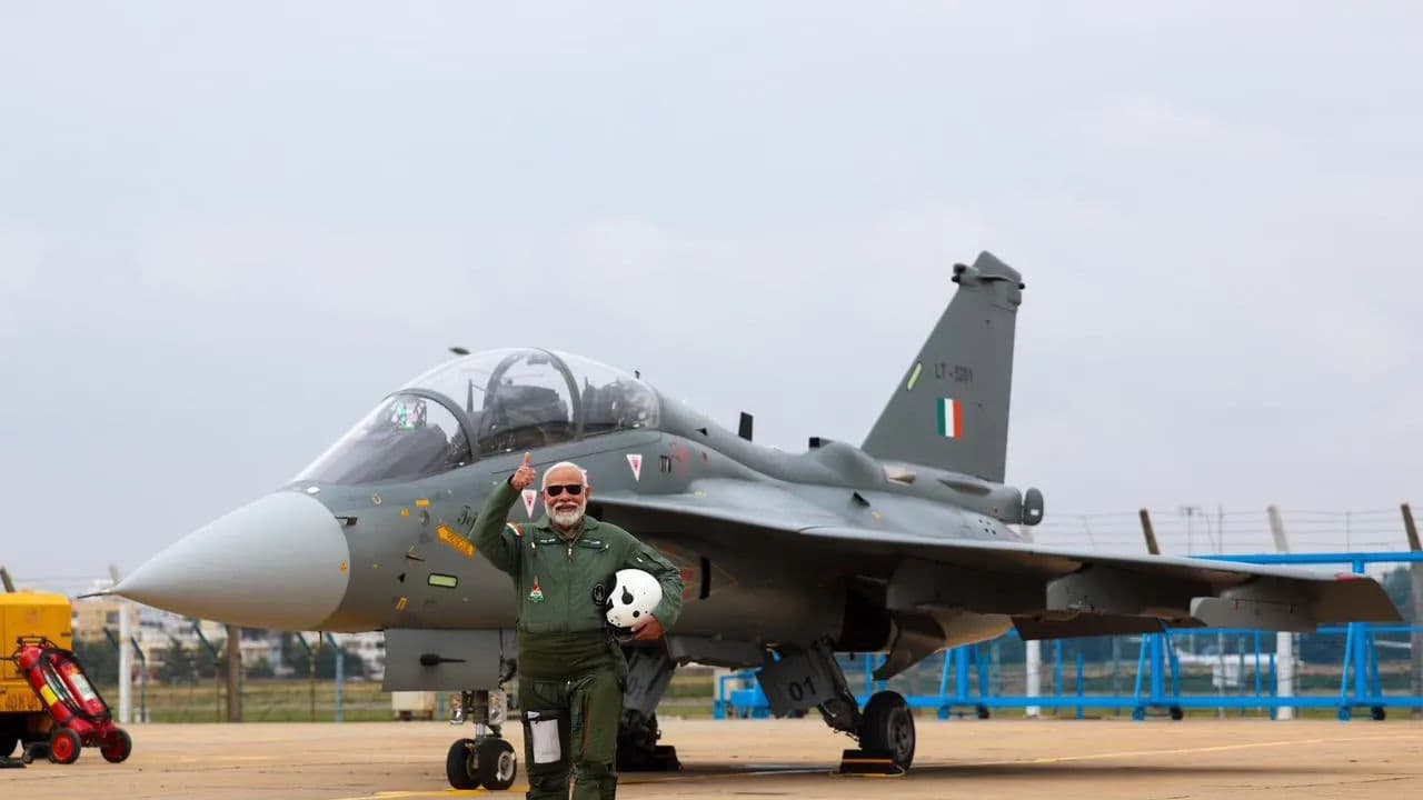 PM Modi takes sortie on tejas