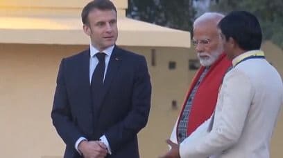  PM Modi and French President Emmanuel Macron at Jantar Mantar