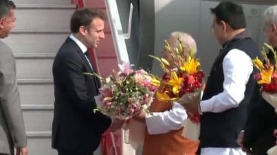 French President Emmanuel Macron Reaches Jaipur