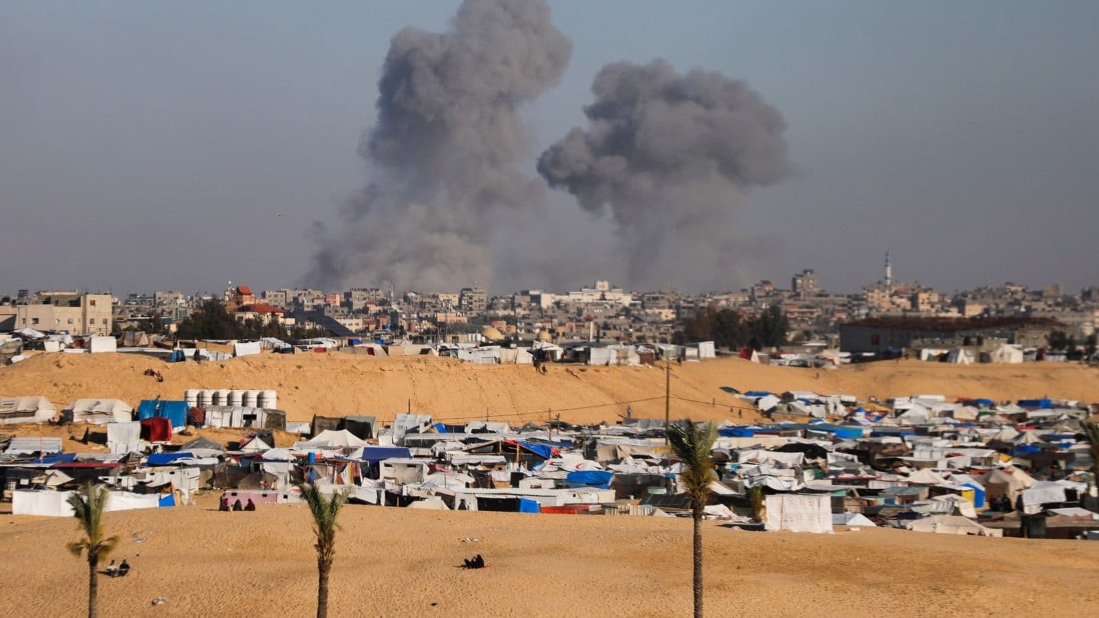 Smoke rises following an Israeli airstrike east of Rafah, Gaza Strip, May 6, 2024. 